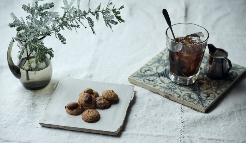 アンティークタイルをデザート皿に